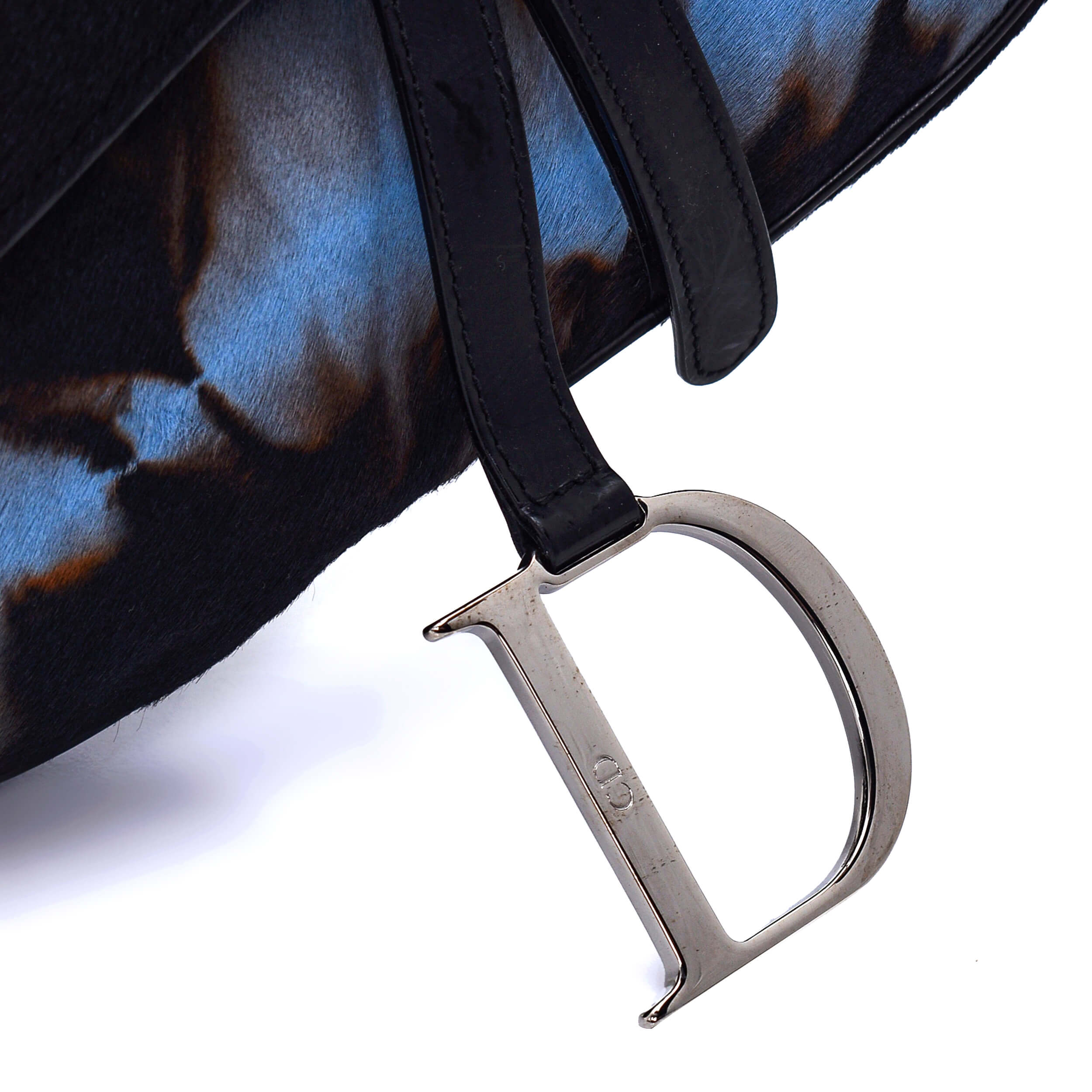 Christian Dior - Black &Turquoise Pony Hair Saddle Bag